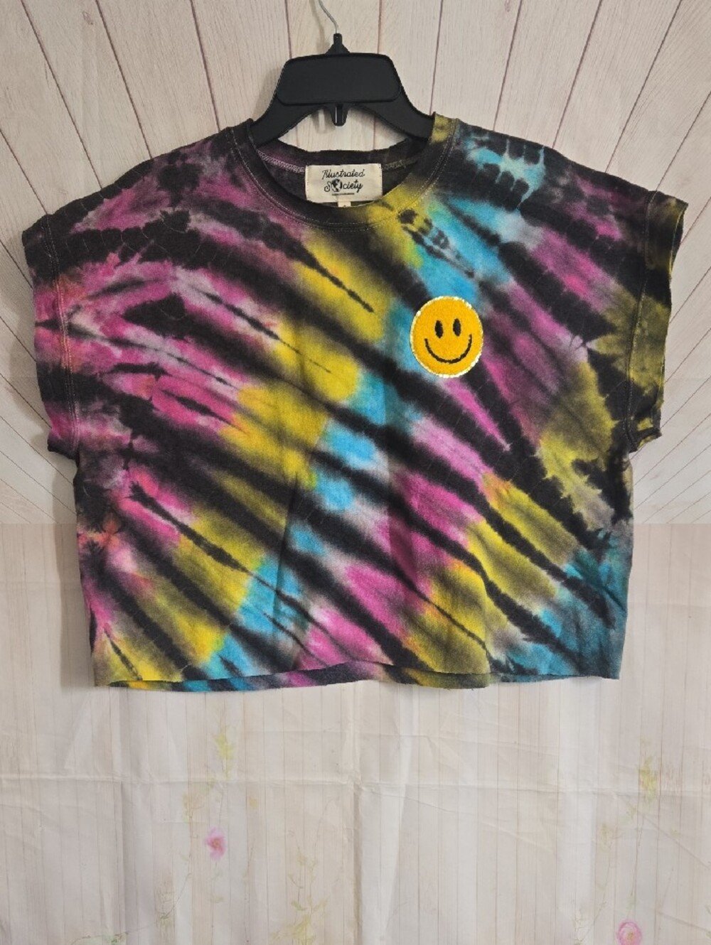 Illuatrated Society Tie-Dye Smiley Cropped Tank Top - Multicolor Small